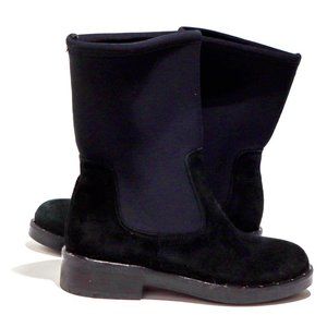 NWOT Stefano Gamba Black Suede Neoprene Sz 6 / 36 Midi-Boot Studded Sole